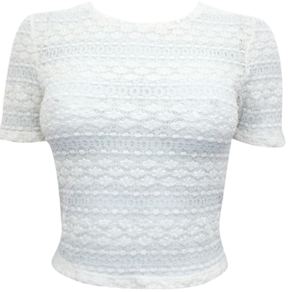 TopShop Bobble Knit Lace Crop Top